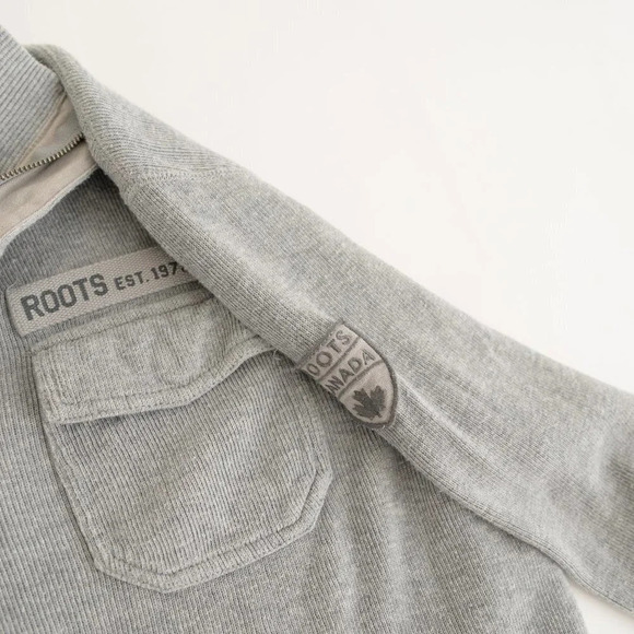 Roots Grey Half Zip Pullover  Sweater - Picture 5 of 13
